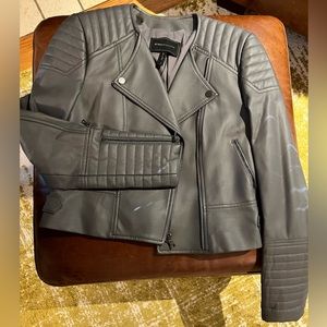 BCBG Brock faux leather gray jacket
